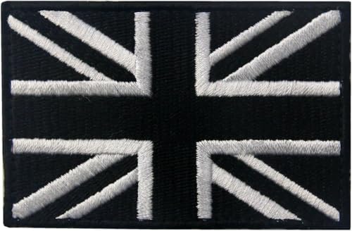 GSYLPFT Schwarzer britischer Aufnäher, bestickt, taktisch, Militär, Union Jack, Klettverschluss, für Hüte, Rucksäcke, Westen, Jacken, Militäruniformen (UK-Schwarz) von GSYLPFT