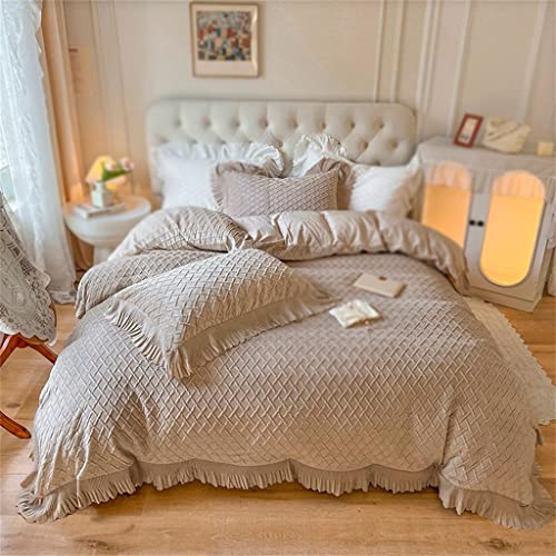 GSZCCZS 4-teiliges Flanell-Woll-Bettwäsche-Set für Queen-Size-King-Size-Betten, superweicher, bequemer Laken-Kissenbezug, Samt-Bettbezug (Farbe: D, Größe: 200 x 230 cm) von GSZCCZS