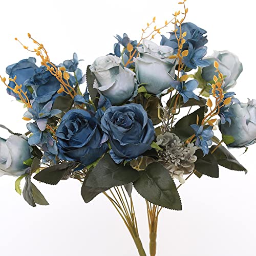 GSZCCZS Künstliche Blumen, Seidenrosen, Seidenrosen mit Stiel, Blumenstrauß, Hochzeit, Party, Heimdekoration, Blumenstrauß besteht aus 6 Blumen und 3 Knospen, Blumenarrangements (B) von GSZCCZS