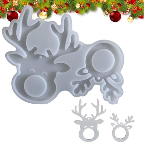 2 Stück 13x15,5cm Silikon Weihnachten Elch Form - Elch Silikonformen Weihnachten, Gießformen Silikon Weihnachten Elch, Elch Weihnachtsbaumschmuck Formen, Silikonformen Gießformen Weihnachten Elch von GTFYUDGH