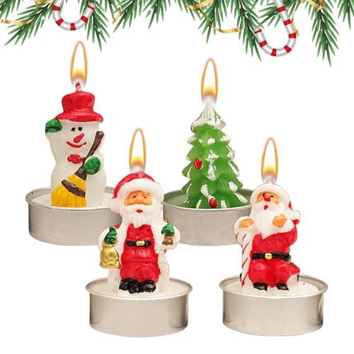 GTFYUDGH Kerzen Weihnachtsdüfte, Weihnachtskerzen-Set - Schneemann Weihnachtsstiefel Tannenzapfen Weihnachts-Duftkerzen-Set 4-teilig - Langanhaltender Duftornament auf dem Tisch von GTFYUDGH