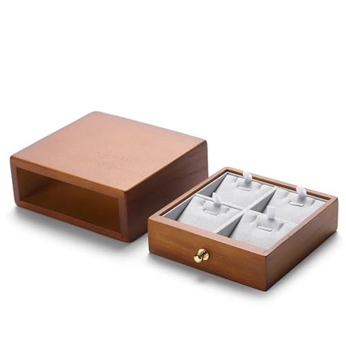 Aufbewahrungsbox aus Massivholz für Ringe, Halsketten, Ohrringe, Armbänder, Anhänger, Schmuckorganizer, Schmucksammelbox, Ringboxen für Schmuck (D) von GTORCZDF