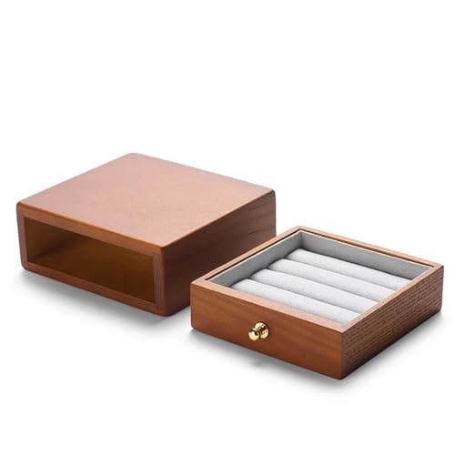 Massivholz-Box für Ringe, Halsketten, Ohrringe, Armbänder, Anhänger, Schmuck-Organizer-Box für Damen, Schmucksammelbox für Schmuck (7) von GTORCZDF