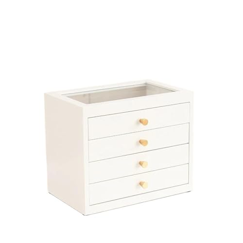 Ringbox, Massivholz, mehrschichtig, Schmuckschatulle, Schublade, Organizer, Aufbewahrungsbox, Schmuck-Organizer, Ringboxen für Schmuck (einfarbig, Weiß, 24,5 cm) von GTORCZDF