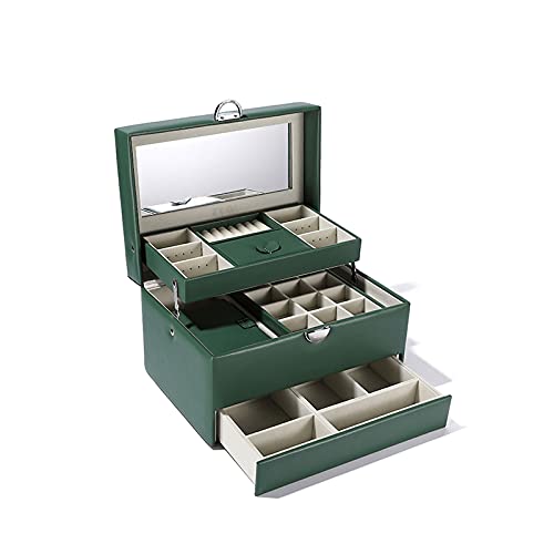 Schmuck-Organizer, 3-lagig, Schmuckschatulle aus PU-Leder, Schmuck-Organizer, Display für Ohrringe, Ring, Halskette, Organizer, tragbar von GTORCZDF