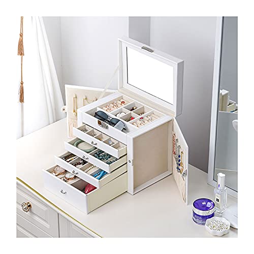 Schmuck-Organizer, Schmuckschatulle/Organizer, verspiegelte Schmuckschatulle mit Griff, hohe Kapazität, weiches PU-Leder, Reise-Aufbewahrungsbox für Armbänder, Halsketten, Ringe, Ohrringe von GTORCZDF