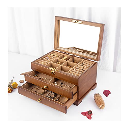 Schmuck Organizer 3 Schichten Schmuckschatulle Organizer Uhren Organizer Damen Schmuck Organizer Schmuck Organizer Geschenk für Ohrringe Ringe Halsketten Groß Schmuck Cas von GTORCZDF