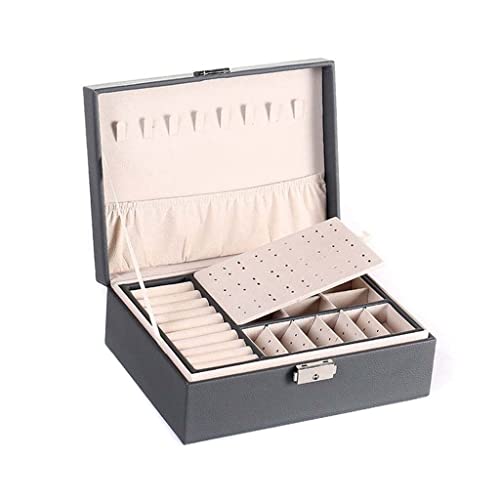 Schmuck Organizer Große Kapazität Schmuckschatulle Leder Organizer für Ringe Ohrringe Halskette Tragbar Geschenk für Mädchen (Grau B von GTORCZDF