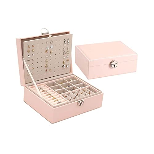 Schmuck Organizer Große Kapazität Schmuckschatulle Leder Organizer für Ringe Ohrringe Halskette Tragbar Geschenk für Mädchen (Rosa) von GTORCZDF