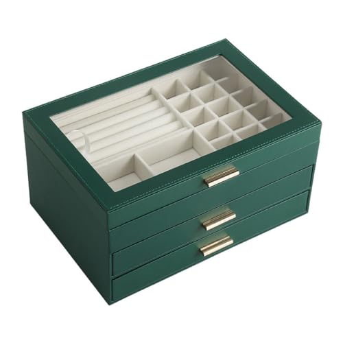 Schmuckschatulle Organizer Display Schmuck Drei Schichten Schmuckschatulle Halskette Ohrringe Schmuckschatulle Einfache Desktop Aufbewahrungsbox Schmuck Organizer Klein (A) von GTORCZDF