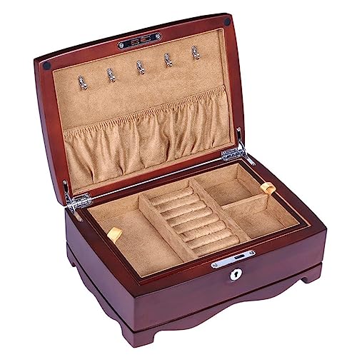 Schmuckschatulle Organizer aus Holz, Mehrschichtige Schmuckschatulle, Retro-Stil, Schmuckaufbewahrungsbox, Hochzeits-Schmuckschatulle, abschließbar, klein (A von GTORCZDF