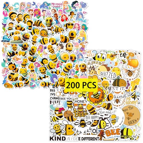 GTOTd Bee Sticker Aufkleber (200 Stück) Biene Deko Geschenke Merch für Laptop Wasserflasche Telefon Zubehör Auto Stoßstange Fenster Helm Dekor Teens von GTOTd