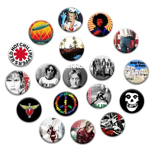 GTOTd Rock Pins Set Buttons Anstecker (18 Stück 3.8cm). Geschenke Merch Rock Singer Pins Party Dekoration für Kleidung Taschen Rucksack Jacken Zubehör Crafts Decor Teens von GTOTd