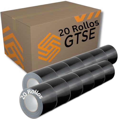 GTSE - Gewebeband Schwarz - 100 mm x 50 m - 20 Rollen - strapazierfähiges Panzerband - wasserdichtes Klebeband zum Reparieren, Befestigen, Bündeln, Verstärken und Abdichten von GTSE