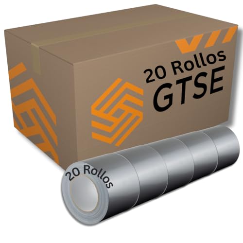 GTSE - Gewebeband Silber - 100 mm x 50 m - 20 Rollen - strapazierfähiges Panzerband - wasserdichtes Klebeband zum Reparieren, Befestigen, Bündeln, Verstärken und Abdichten von GTSE