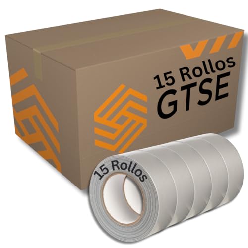 GTSE - Gewebeband Silber - 48 mm x 50 m - 15 Rollen - strapazierfähiges Panzerband - wasserdichtes Klebeband zum Reparieren, Befestigen, Bündeln, Verstärken und Abdichten von GTSE