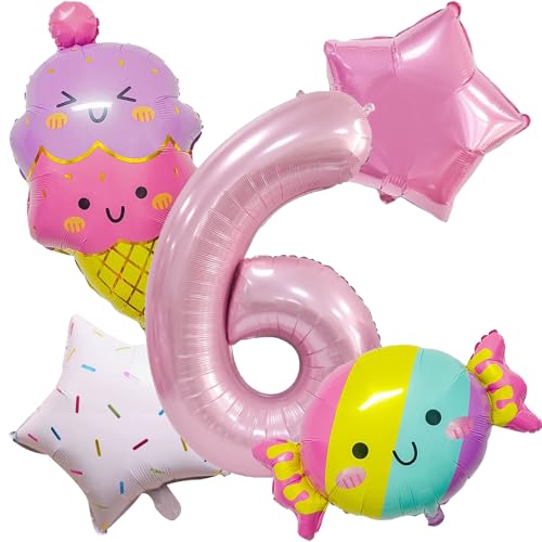 Candy Ballon Set, 5 PCS Eiscreme Ballon, Luftballons Eiscreme, Folienballon Candy, Helium Ballons Candy, Eiscreme Aluminium Ballon Set, Luftballon 6. Geburtstag Mädchen, kindergeburtstag Deko von GTYARYUA