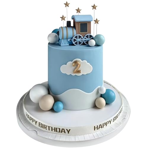 Zug Kuchen Dekoration, 18 PCS Zug Kuchen Topper, Tortendeko Kugeln, Zug Cake Decoration, Zug Cake Topper, Zug Thema Geburtstag Dekorationen, Geburtstags Dekorationen für Kinder (Blau) von GTYARYUA