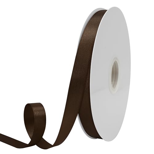 GTYBOVA Doppelseitiges Band, 15 mm x 91 m, braunes Band, 100 % Polyester, mehrere Farben erhältlich, ideal für Geschenkverpackungen, Basteln, Hochzeitsdekoration, Blumenstrauß von GTYBOVA