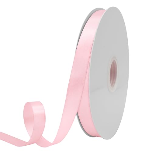 GTYBOVA Doppelseitiges Band, 15 mm x 91 m, hellrosa, 100 % Polyester, mehrere Farben erhältlich, ideal für Geschenkverpackungen, Basteln, Hochzeitsdekoration, Blumenstrauß von GTYBOVA