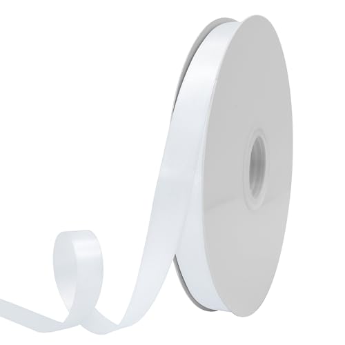 GTYBOVA Doppelseitiges Band, 15 mm x 91 m, weißes Band, 100 % Polyester, mehrere Farben erhältlich, ideal für Geschenkverpackungen, Basteln, Hochzeitsdekoration, Blumenstrauß von GTYBOVA