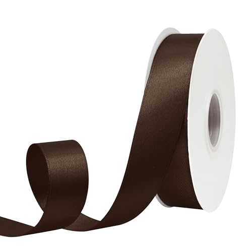 GTYBOVA Doppelseitiges Band, 25 mm x 91 m, braunes Band, 100 % Polyester, mehrere Farben erhältlich, ideal für Geschenkverpackungen, Basteln, Hochzeitsdekoration, Blumenstrauß von GTYBOVA