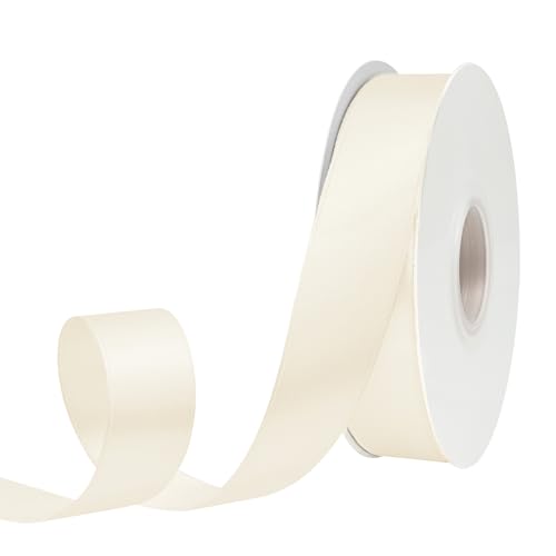 GTYBOVA Doppelseitiges Band, 25 mm x 91 m, elfenbeinfarbenes Band, 100 % Polyester, mehrere Farben erhältlich, ideal für Geschenkverpackungen, Basteln, Hochzeitsdekoration, Blumenstrauß von GTYBOVA