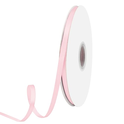 GTYBOVA Doppelseitiges Band, 6 mm x 91 m, Hellrosa, 100 % Polyester, mehrere Farben erhältlich, ideal für Geschenkverpackungen, Basteln, Hochzeitsdekoration, Blumenstrauß von GTYBOVA