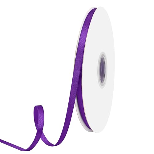 GTYBOVA Doppelseitiges Band, 6 mm x 91 m, violettes Band, 100 % Polyester, mehrere Farben erhältlich, ideal für Geschenkverpackungen, Basteln, Hochzeitsdekoration, Blumenstrauß von GTYBOVA