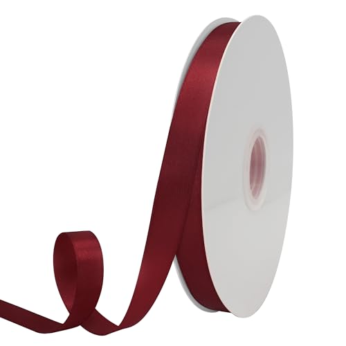 GTYBOVA Doppelseitiges Geschenkband, 15 mm x 91 m, Weinrot, 100 % Polyester, mehrere Farben erhältlich, ideal für Geschenkverpackungen, Basteln, Hochzeitsdekoration, Blumenstrauß von GTYBOVA