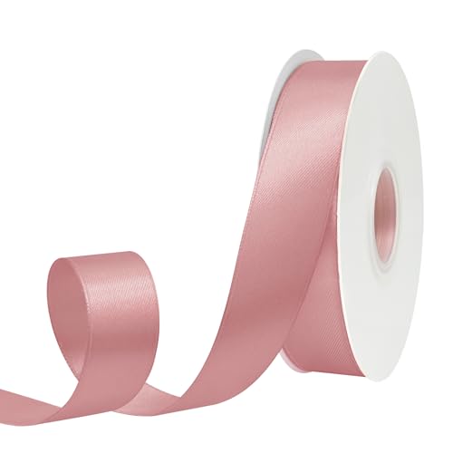 GTYBOVA Doppelseitiges Satinband, 25 mm x 91 m, Altrosa, 100 % Polyester, mehrere Farben erhältlich, ideal für Geschenkverpackungen, Basteln, Hochzeitsdekoration, Blumenstrauß von GTYBOVA