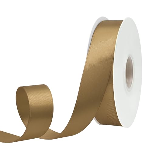 GTYBOVA Doppelseitiges Satinband, 25 mm x 91 m, champagnerfarben, 100 % Polyester, mehrere Farben erhältlich, ideal für Geschenkverpackungen, Basteln, Hochzeitsdekoration, Blumenstrauß von GTYBOVA