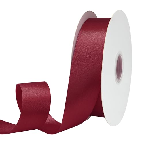 GTYBOVA Doppelseitiges Satinband, 40 mm x 91 m, Burgunderrot, 100 % Polyester, mehrere Farben erhältlich, ideal für Geschenkverpackungen, Basteln, Hochzeitsdekoration, Blumenstrauß von GTYBOVA