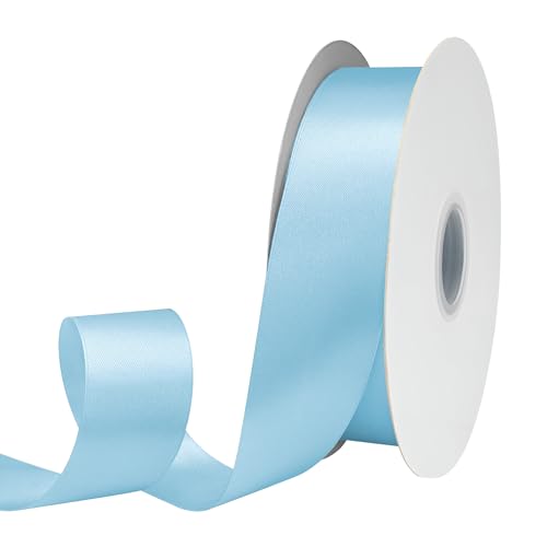 GTYBOVA Doppelseitiges Satinband, 40 mm x 91 m, Hellblau, 100 % Polyester, mehrere Farben erhältlich, ideal für Geschenkverpackungen, Basteln, Hochzeitsdekoration, Blumenstrauß von GTYBOVA