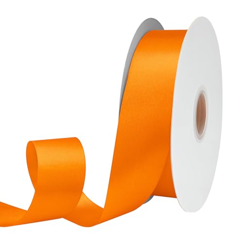 GTYBOVA Doppelseitiges Satinband, 40 mm x 91 m, Orange, 100 % Polyester, mehrere Farben erhältlich, ideal für Geschenkverpackungen, Basteln, Hochzeitsdekoration, Blumenstrauß von GTYBOVA