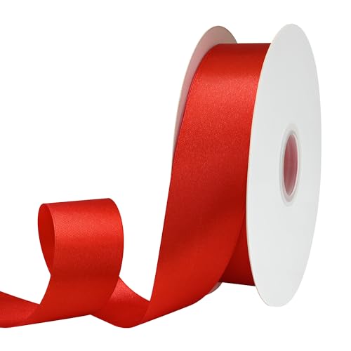 GTYBOVA Doppelseitiges Satinband, 40 mm x 91 m, Rot, 100 % Polyester, mehrere Farben erhältlich, ideal für Geschenkverpackungen, Basteln, Hochzeitsdekoration, Blumenstrauß von GTYBOVA