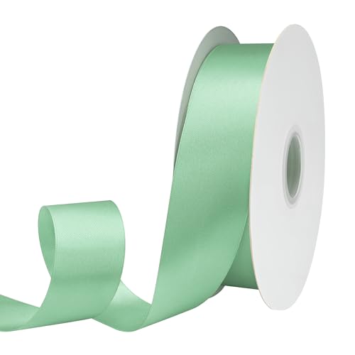 GTYBOVA Doppelseitiges Satinband, 40 mm x 91 m, Salbeigrün, 100 % Polyester, mehrere Farben erhältlich, ideal für Geschenkverpackungen, Basteln, Hochzeitsdekoration, Blumenstrauß von GTYBOVA