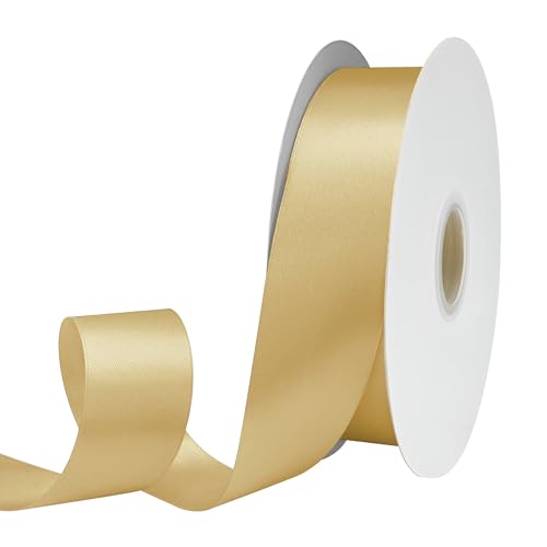 GTYBOVA Doppelseitiges Satinband, 40 mm x 91 m, goldfarben, 100 % Polyester, mehrere Farben erhältlich, ideal für Geschenkverpackungen, Basteln, Hochzeitsdekoration, Blumenstrauß von GTYBOVA