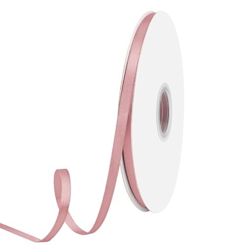 GTYBOVA Doppelseitiges Satinband, 6 mm x 91 m, Altrosa, 100 % Polyester, mehrere Farben erhältlich, ideal für Geschenkverpackungen, Basteln, Hochzeitsdekoration, Blumenstrauß von GTYBOVA