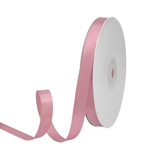 GTYBOVA Satinband 10mm X 91m Staubiges Rosa Schleifenband Dekoband Bänder zum Basteln Stoffbänder für Hochzeit Taufe Und Geburtstagsgeschenk von GTYBOVA