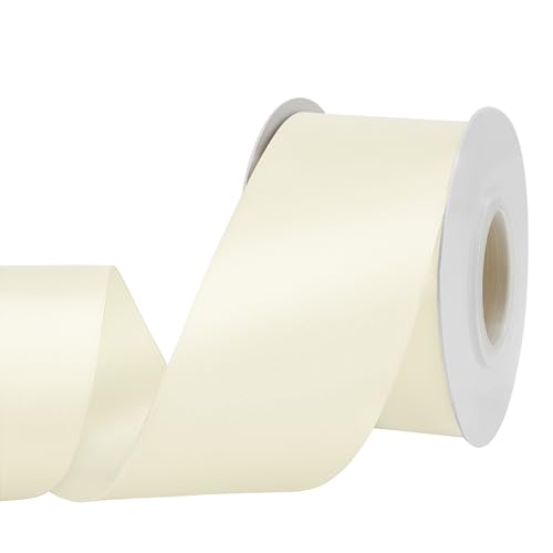 GTYBOVA Satinband 50mm X 23m Elfenbein Schleifenband Dekoband Bänder zum Basteln Stoffbänder für Hochzeit Taufe Und Geburtstagsgeschenk von GTYBOVA