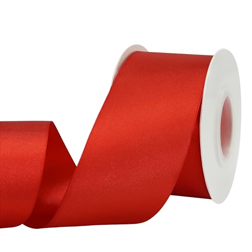 GTYBOVA Satinband 50mm X 23m Rot Schleifenband Dekoband Bänder zum Basteln Stoffbänder für Hochzeit Taufe Und Geburtstagsgeschenk von GTYBOVA