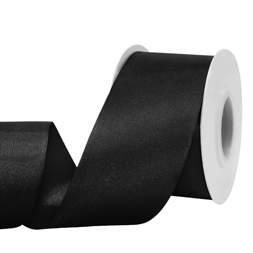 GTYBOVA Satinband 50mm X 23m Schwarz Schleifenband Dekoband Bänder zum Basteln Stoffbänder für Hochzeit Taufe Und Geburtstagsgeschenk von GTYBOVA