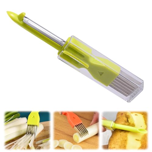 3 In 1 Sparschäler Gemüse Mit Shred Silk The Knife, Kartoffelschäler Pendelklinge, Tomatenschäler, Universal Sparschäler Edelstahl, Schäler Für Gemüse Obst (A-Grün) von GUAHKUN