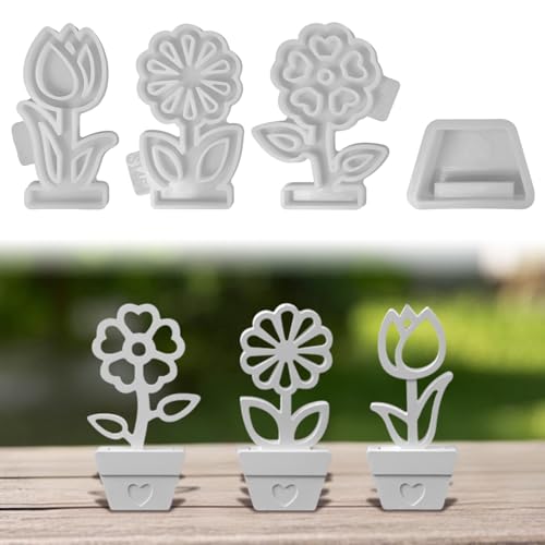 GUAHKUN 3 Stück Silikonformen Gießformen Blumen Ostereier Silikonform DIY Gießformen für Gips Beton Epoxidharz Kunsthandwerk Blumenformen Ostern Basteln Home Deko Tischdekoration Kerzenformen von GUAHKUN