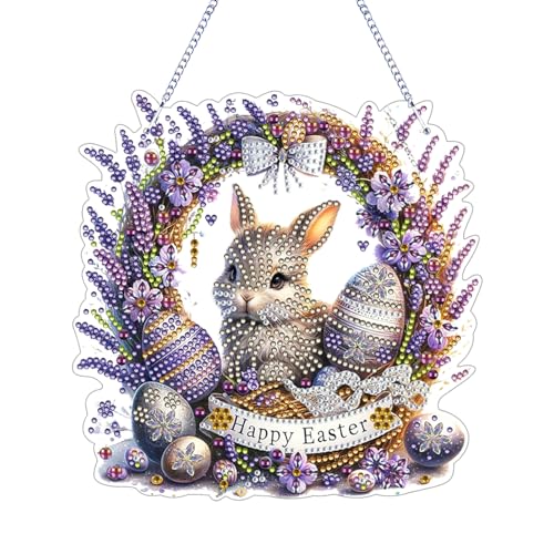 GUAHKUN Diamond Painting Ostern, Ostern Deko Diamond Painting Kinder Osterhase Diamont Painting Aufsteller Für Ostern, Diamand Painting Hase Osterei Deko Frühling Diamond Bastelset Geschenk (K) von GUAHKUN