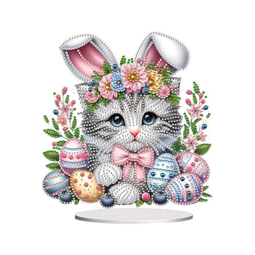 GUAHKUN Diamond Painting Ostern, Ostern Deko Diamond Painting Kinder Osterhase Diamont Painting Aufsteller Für Ostern, Diamand Painting Hase Osterei Deko Frühling Diamond Bastelset Geschenk (W) von GUAHKUN