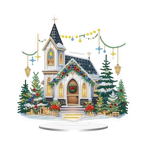 GUAHKUN Diamond Painting Weihnachten 5D Weihnachtskirche Diamond Painting Ornament Diy Diamond Painting Bastelset Weihnachten Kinder, Diamond Painting Kinder Diy Basteln Weihnachten Winter Deko (A) von GUAHKUN