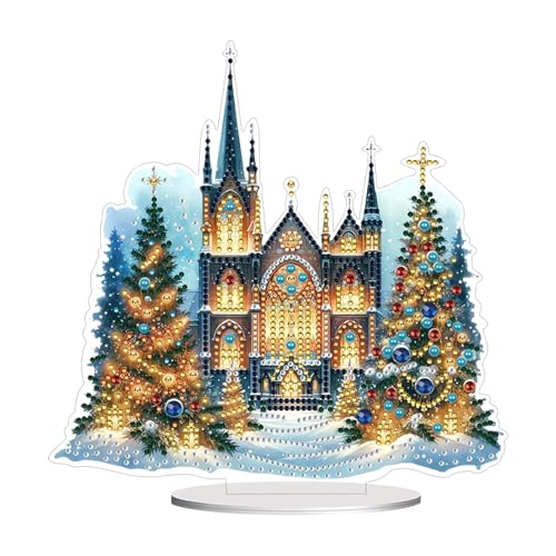 GUAHKUN Diamond Painting Weihnachten 5D Weihnachtskirche Diamond Painting Ornament Diy Diamond Painting Bastelset Weihnachten Kinder, Diamond Painting Kinder Diy Basteln Weihnachten Winter Deko (B) von GUAHKUN