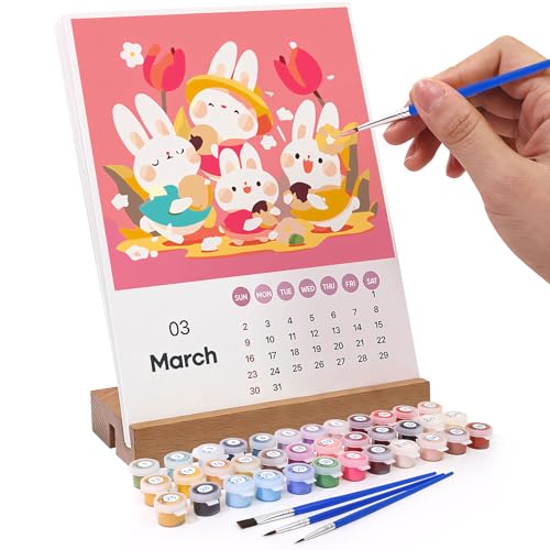 Kalender 2025, Malen Nach Zahlen Kalender Wandkalender Nation Landschaft, Diy Wandkalender 2025 Zum Aufstellen Mit Pinsels Und Acrylfarbe, Malen Nach Zahlen Erwachsene & Kinder Geschenke (B) von GUAHKUN